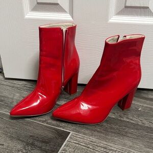 Red Patent Leather Ankle Boots